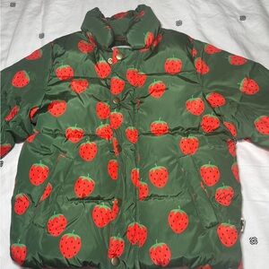 Mini Rodini Green Jacket with Red Strawberry Print